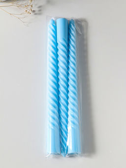 Свеча витая 25 см (набор 3 шт) 57 гр, 5 ч, цв. пастельно-голубой