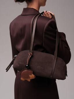 Замшевая сумка Ezhik DBR 31225 коричневый шоколад  фото 3