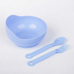 Набор детской посуды, 3 предмета: миска 250 мл, ложка, вилка, от 5 мес., цвета МИКС