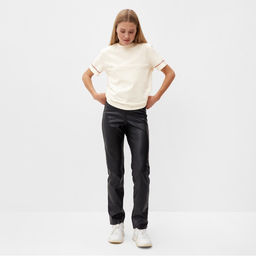 Футболка женская с красным кантом Basic line, молочная, размер 50