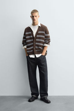 STRIPED JACQUARD CARDIGAN