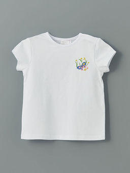 Bisiklet Yaka Bask?l? K?z Bebek Ti??rt ve ?ort 2li