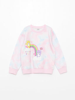 Bisiklet Yaka Bask?l? Uzun Kollu K?z ?ocuk Sweatshirt