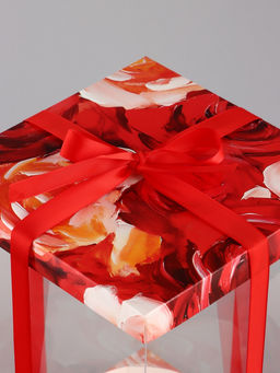 Коробка PVC, для цветов и букетов, с лентой, 28?18?18 см, красный