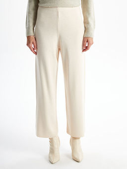 Beli Lastikli D?z Geni? Pa?a Kad?n Triko Pantolon