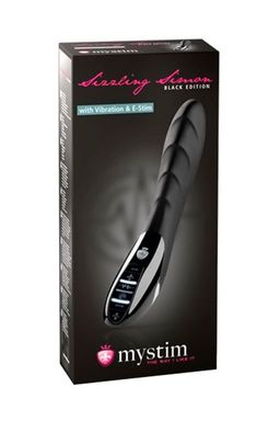 Вибратор Mystim Sizzling Simon силиконовый с электростимуляцией черный, 27см  фото 3