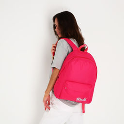 Рюкзак текстильный Basic, с карманом, цвет розовый - Nazamok фото 3