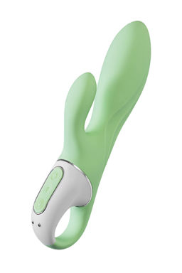 Нереалистичный вибратор Satisfyer Air Pump Bunny 5, силикон, зеленый, 15 см.  фото 3