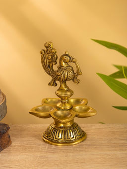 Подставка под благовония с 5 лепестками Жар Птица латунь 9,5х9,5х14 см