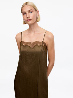 Vestido lencero con ribete de encaje - H&m фото 4