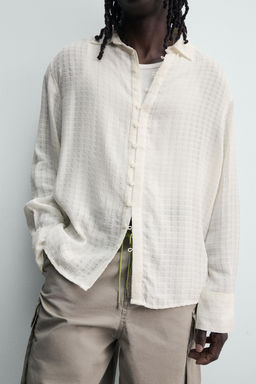 CAMISA FLUIDA JACQUARD TEXTURA / Blanco - Zara фото 6