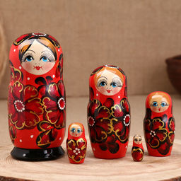 Матрёшка дерево «Ромашка», красная, 5-кукольная, 16 см