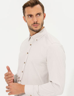 Bej Slim Fit Uzun Kollu G_mlek