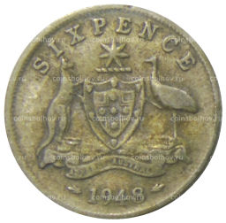 Монета 6 пенсов 1948 года Австралия