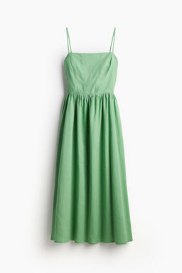 Vestido midi en mezcla de lino - H&m фото 6