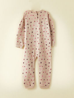 Bisiklet Yaka Uzun Kollu Desenli Organik Pamuklu K?z Bebek Tulum - Waikiki фото 2