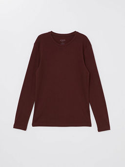 Bisiklet Yaka Uzun Kollu Penye Erkek Ti??rt