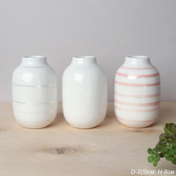 Цена за 1 шт. Ваза 8 см d=2.5(5)см белая / FRE-102 / 2 сорт