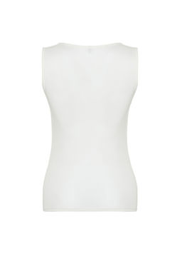 Ekru Kare Yaka S?f?r Kol Pamuklu Esnek Fitted/Vucuda Oturan Orme Atlet TWOSS24AL00013