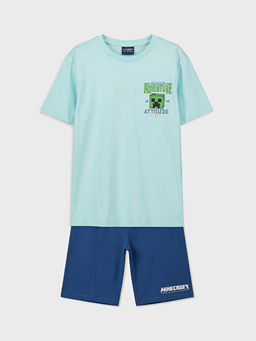 Minecraft Bask?l? Erkek ?ocuk ?ortlu Pijama Tak?m?