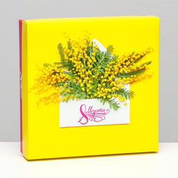 Цена за 5 шт. Коробка подарочная складная Весенняя мимоза 20?20?6 см