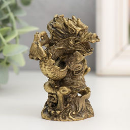 Нэцкэ фигурка полистоун под бронзу «Дракон. Активация», 3.5×6×8 см