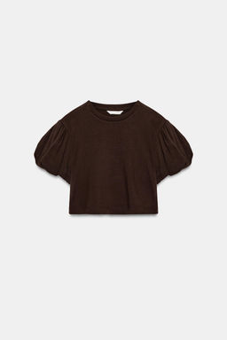 CAMISETA CROP MANGA VOLUMEN / Chocolate - Zara фото 7