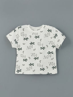 Bisiklet Yaka Bask?l? Erkek Bebek Ti??rt ve Pantolon 2li