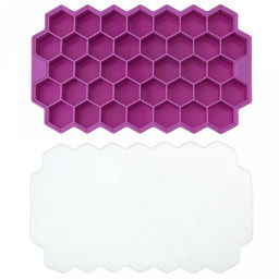 Форма силиконовая для льда (мармелада) "Соты - 37 штук" 20х11,7см h2,2см, с силиконовой крышкой, цвет - сиреневый, в п/эт пакете (Китай)