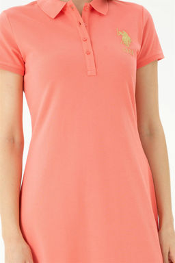 Женское трикотажное платье цвета лосося - U.s. polo assn фото 5
