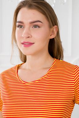 Туника женская из кулирки Руслана красная полоса на жёлтом - Амадэль фото 10