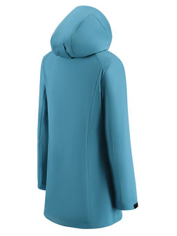 Парка женская софтшелл виндстоппер удлинённая с капюшоном бирюзового цвета 9614_1Br