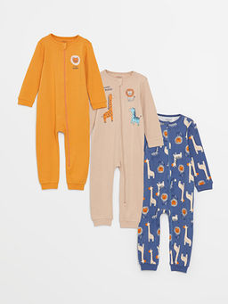 Bisiklet Yaka Uzun Kollu Bask?l? Erkek Bebek Tulum 3l?