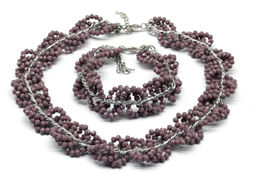 Колье и браслет из циркона с цепью цв.крем, 44см, 22см - Радуга камня фото 8