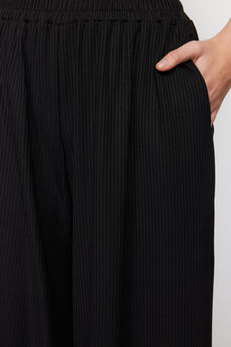 TRENDYOLMILLA Siyah Wide Leg Fitilli Esnek Orme Pantolon TWOSS24PL00075 фото 5