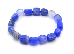 Браслет из агата тонированного прямоугольник 9*12мм цв.голубой - Радуга камня фото 4