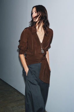 ZW COLLECTION DRAPED CROSSOVER TOP - Zara фото 4