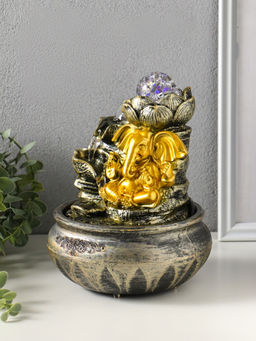 Фонтан настольный с подсветкой «Ганеша у цветущим лотосом», 16×16×23 см