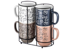 Набор 4 кружек 400 мл 12*8,5*11см Кошачья жизнь на металлической подставке - Elan gallery фото 4