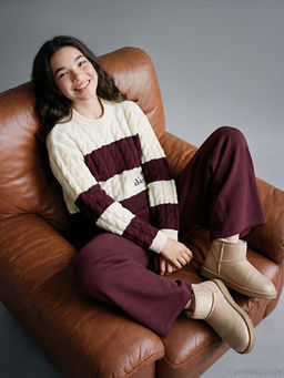 Bisiklet Yaka Renk Bloklu K?z ?ocuk Triko Kazak