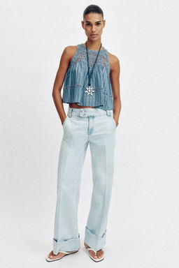 TOP COMBINADO ESPALDA DESCUBIERTA / Azul / Blanco