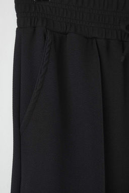 Siyah Beli Kal?n Lastikli Bagc?kl? Straight/Duz Kesim Orme Pantolon TWOAW26PL00100 - Trendyolmilla фото 2