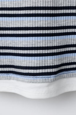 STRIPED T-SHIRT WITH MOCK LAYER HEM - Zara фото 4