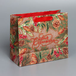 Пакет крафтовый горизонтальный Любовь, Вера и Добро, ML 27 23 11,5 см - Дарите счастье фото 3