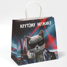 Пакет подарочный Мужику, 22 х 22 х 11 см - Дарите счастье фото 3