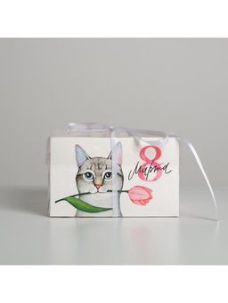 Цена за 5 шт. Коробка для капкейков, кондитерская упаковка, 4 ячейки «8 Марта!», 16×16×10 см