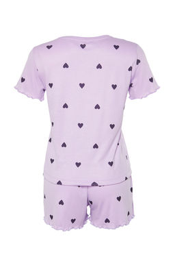 Trendyolmilla Gri Melanj Kalpli Slogan Bask?l? Lastikli Fitilli Sortlu Orme Pijama Tak?m? THMSS24PT00220  фото 28