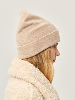Шапка жен. шерсть+акр LB-J44017 beige melange