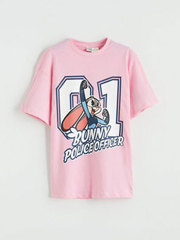 Bisiklet Yaka Zootopia Bask?l? K?z ?ocuk Ti??rt