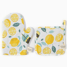 Набор кух. Этель Лимонад: варежка 20х28 см, прихватка 19х19 см, 80% хл, 20% пэ  фото 2